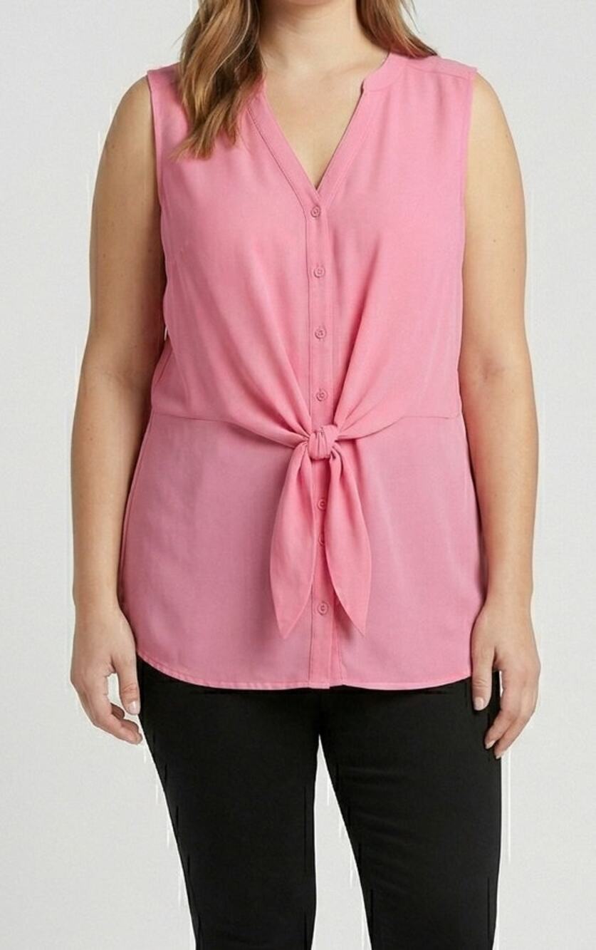Torrid Womnes Size 1 Pink Sleeveless Tie Waist Top 100% Polyester
